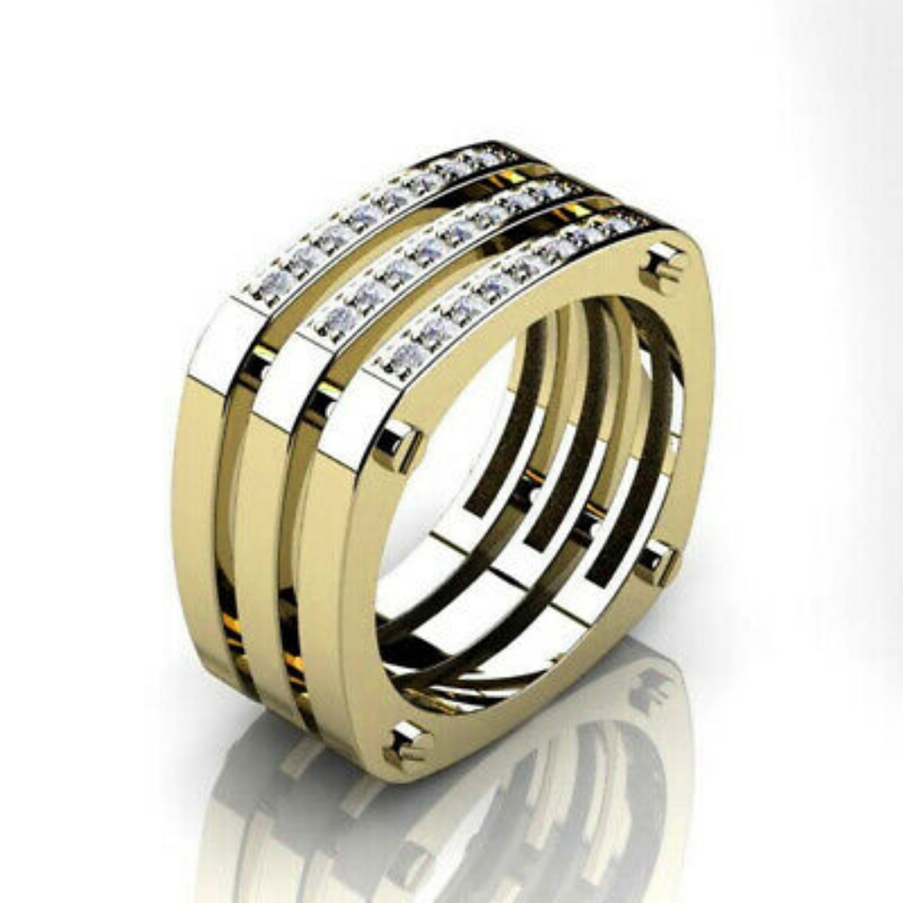 18kt Gold Filled Sapphire Tri-Band Ring